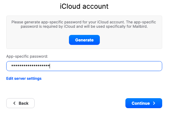 setup icloud email in mailbird