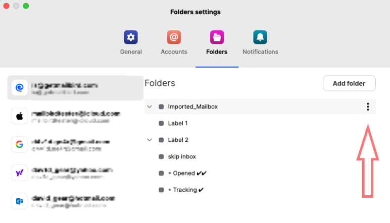 how to create a folder in mailbird