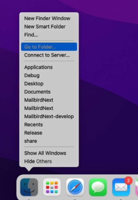 how to search folders mailbird