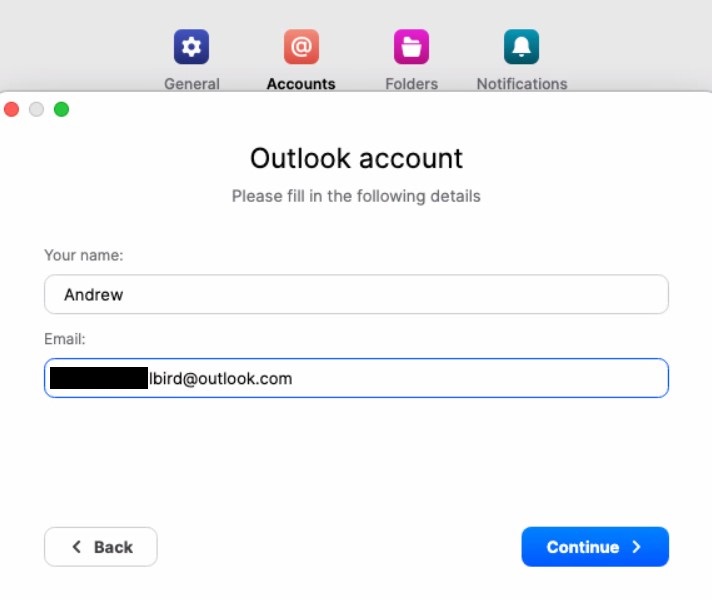 mailbird outlook account